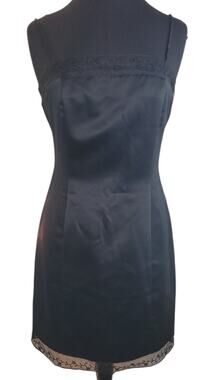 VTG 80s 90s Black Lace Trim Mini Prom Dress Size 8 USA